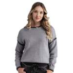 Blanket Stitch Detail Knit Top - Grey Free