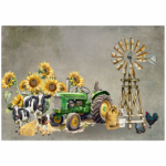 Tear Resistant Deco Print Green Tractor Farm