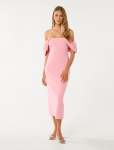 Jacinta Off Shoulder Bodycon Midi Dress - 20 Prism Pink