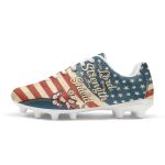 Jeiento American Flag Soccer Shoes For Men Patriotic Us Flag Sneakers Breathable Comfort Running Sneaker Outdoor Soccer Cleats L