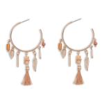Goldair Gold & Peach Boho Hoop Earrings
