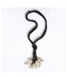 Multi String Pearl Knot Necklace - Black Free