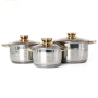 6-PIECE Rose Gold Stainless Steel Cookware Set- 16/18/20CM 5-LAYER Base