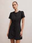 Elinda Button Up Linen MINI Dress - 16 Black
