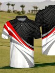 Geometric Pattern Digital Print Men's Color Block Chic Short Sleeve Lapel Shirt For Summer Outdoor Golf Bowling Tennis