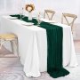 Emerald Green Cheesecloth Table Runner - 3.99METER Long Bohemian Gauze For Weddings Baby Showers Birthdays & Holiday Parties - Perfect For Thanksgiving & Christmas Decor