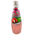 Basil Seeds Lychee Flavor Juice Sabja Seeds Litchi Juice 290ML - Refreshing Tropical Drink For Cooling Refreshment Delivers Chew