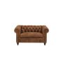 Fio Chesterfield Brown Euro Leather 1 Seater Sofa Couch