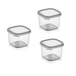 Storage Box 11X11X8CM 0.55LT Food Container Plastic With Lid - 3 Piece