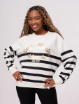 Striped Graphic Crew Neck Top - M Assorted