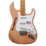 Sx Sst Ash Strat Electric Semi Hollowbody Guitar Natural