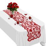 Valentines Table Runner 13 X 72 Inch Red Heart Lace Table Runner For Valentines Decorations Romantic Home Kitchen Dining Table D