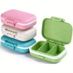 1PC Compact Pill Case In Random Color With 3 Removable Compartments Bpa-free Portable Daily Pill Organizer Am-pm Travel Pill Box