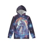 Wellflyhom Native Horse Graphic Hoodies Size 8-10 Moon Galaxy Kids Girls Hooded Sweatshirt Long Sleeve Shirt With Kangaroo Pocke
