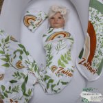 Wrap Set Swaddle Set Leaf Pattern Rainbow