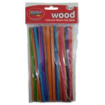 Wooden Coloured Flat Sticks 180 X 5MM 80PC