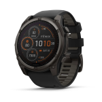 Garmin Fenix 8 - 51MM - Solar Sapphire - Carbon Grey Dlc Titanium With Black pebble Grey Silicone Band