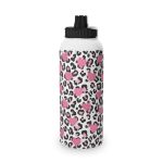 Leopard Print Hearts 850ML Metal Water Bottle