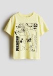 Printed Cotton T-Shirt - Light Yellow & Pok Mon