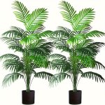 2 Pieces Realistic Artificial Plants Approx. 83CM - Long Stemmed Large Leaves For High-end Indoor outdoor Decoration - Perfect F