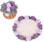 Crochet Coaster Set With MINI Basket Purple Flower Coasters For Table Decor