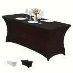 Stretch-fit Polyester Tablecloth - Rectangular Washable & Reusable For Home Patio Parties Picnics Weddings Banquets Hotels & Res