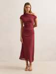 Paris Draped Mesh Midi Dress - 16 Red Currant
