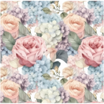 Printed Runner Rose And Hydrangea