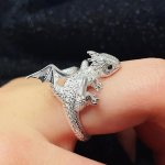 Flying Dragon Animal Shape Ring Cute Finger Ring Female Personality Niche Design Index Finger Ring
