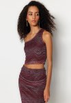 Printed Fitted skinned Knitted - Burgundy
