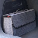 High-capacity Felt Cloth Folding Storage Box: 50.00CM X 19.69INCH X 15.00CM - Black Grey Car Interior Organizer - Model Bag - 24