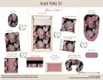 Cot Duvet Bedding Black Peoni Set