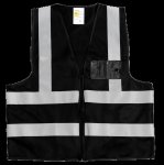 Pioneer Black Reflective Vest With Zip & Id Pouch