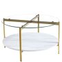 Amore 80CM Round Coffee Table- Gold/white Marble