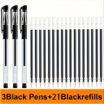 24PCS Gel Ink Rollerball Pens With Transparent Barrel 0.5MM Medium Point - Smooth Writing For Office & School Includes 3 Black B