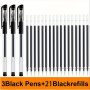 24PCS Gel Ink Rollerball Pens With Transparent Barrel 0.5MM Medium Point - Smooth Writing For Office & School Includes 3 Black Blue Red Pens + 21 Refills