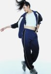 Piping-detail Track Pants - Blue Multi