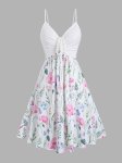 Floral Print Spaghetti Strap Drawstring Dress Casual Sleeveless A-line Cami Dress For Spring & Summer Women's Clothing