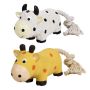 Squeaky Rope Dog Toys Latex Rubber Squeak Animal Tug Of War Toy 2 Pack