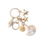 Bicolor Seashell Keychain With Seashell Starfish & Conch Pendants - Gold