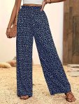 Plus Size Allover Print Pants Elegant High Waist Pants For Spring & Summer Women's Plus Size Clothing