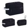 3 Pack Travel Toiletry Bags Waterproof Organizer Black Set