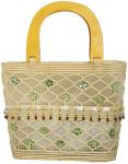 Fino Straw /beach Bag Wit Top Wooden Handles