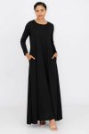 Ameenah Long Sleeve Maxi Dress With Pockets Black