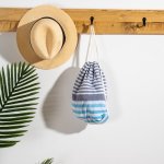 Estee Stripe FOUTA Bag - Turquoise navy