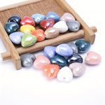10PCS PACK Ab Color Glazed Ceramic Heart Beads For Jewelry Making Diy Handmade Bracelet Necklace Earrings Beaded Craft Supplies