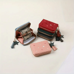 Chic Embroidered Heart & Star Tassel Wallet - Faux Leather Multi-functional Clutch With Zipper For Everyday Use