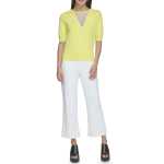 Cropped V-neck Mesh Shirt -yellow