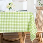 Shinybeauty Premium Green Checkered Tablecloth - 54X54 Square Wrinkle Free Resistant Ideal For Patio Picnic & Dining Table