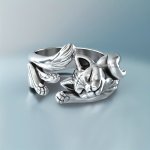 Exquisite Opening Adjustable Size Cat Ring Vintage Style Ladies Ring Jewelry